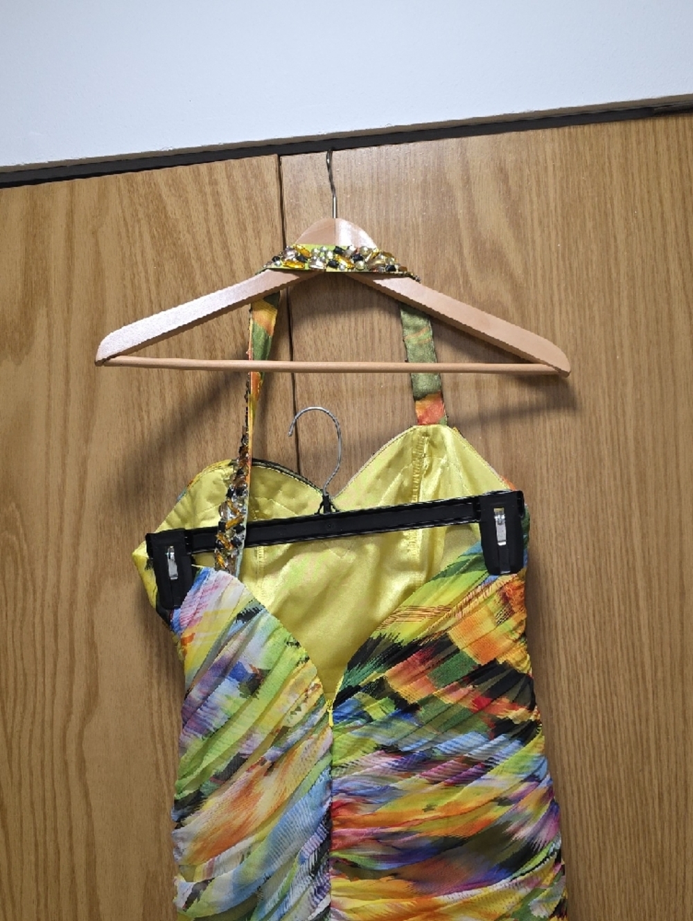 Vibrant Multicolor Ruffled Halter Maxi Dress - Picture 5 of 8